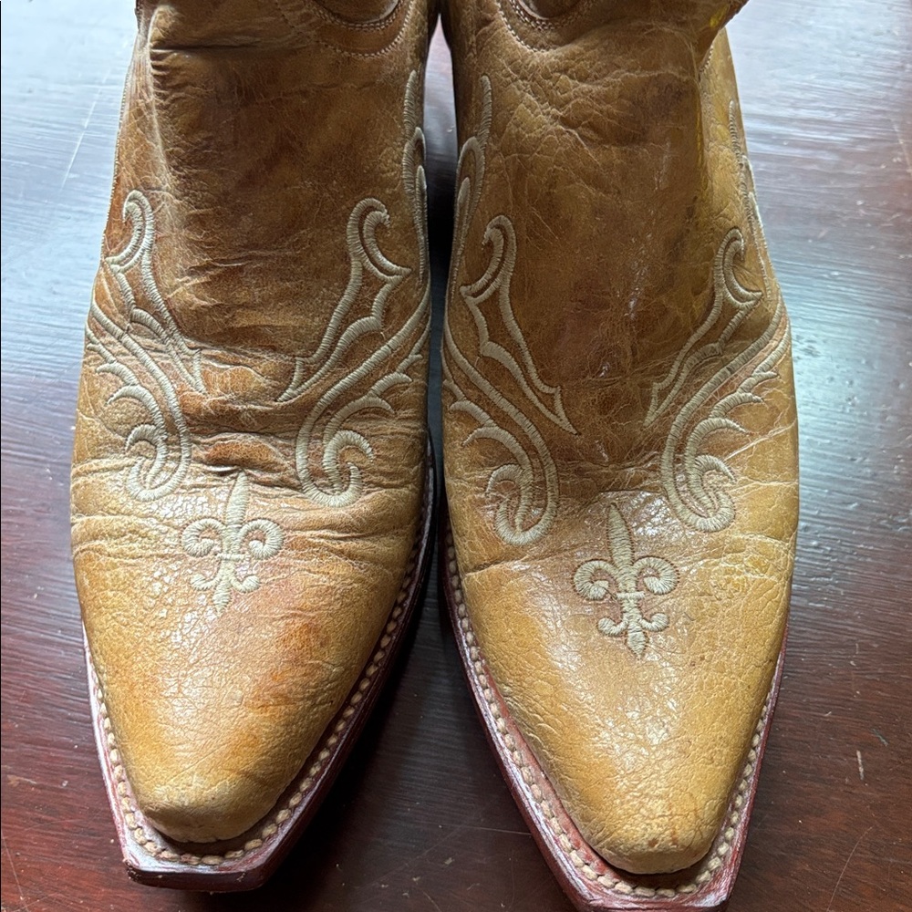 FERRINI Tan with cream Western Embroidery Women's Boots - Picture 8 of 9